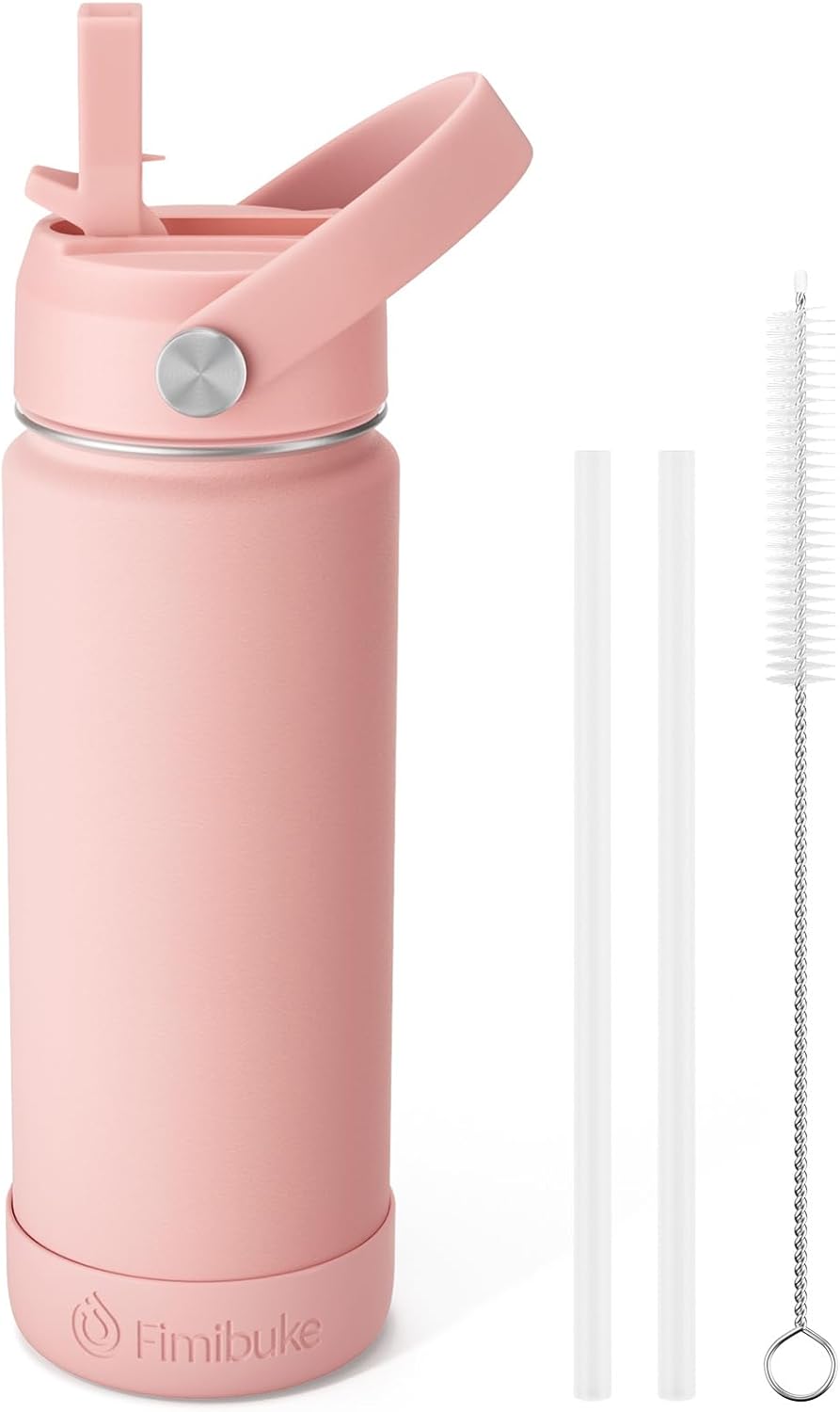 Fimibuke Kids 18oz Insulated Water Bottle, Stainless Steel Leak-Proof Cup with Straw