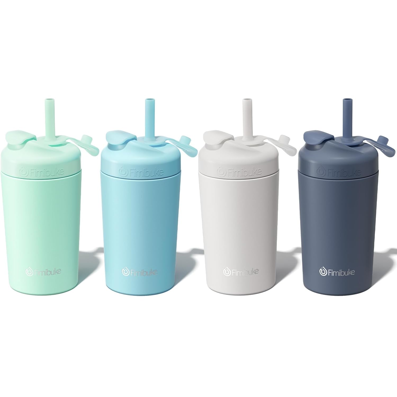 Fimibuke Kids & Toddler 10oz Spill-Proof Stainless Steel Cups with Straw