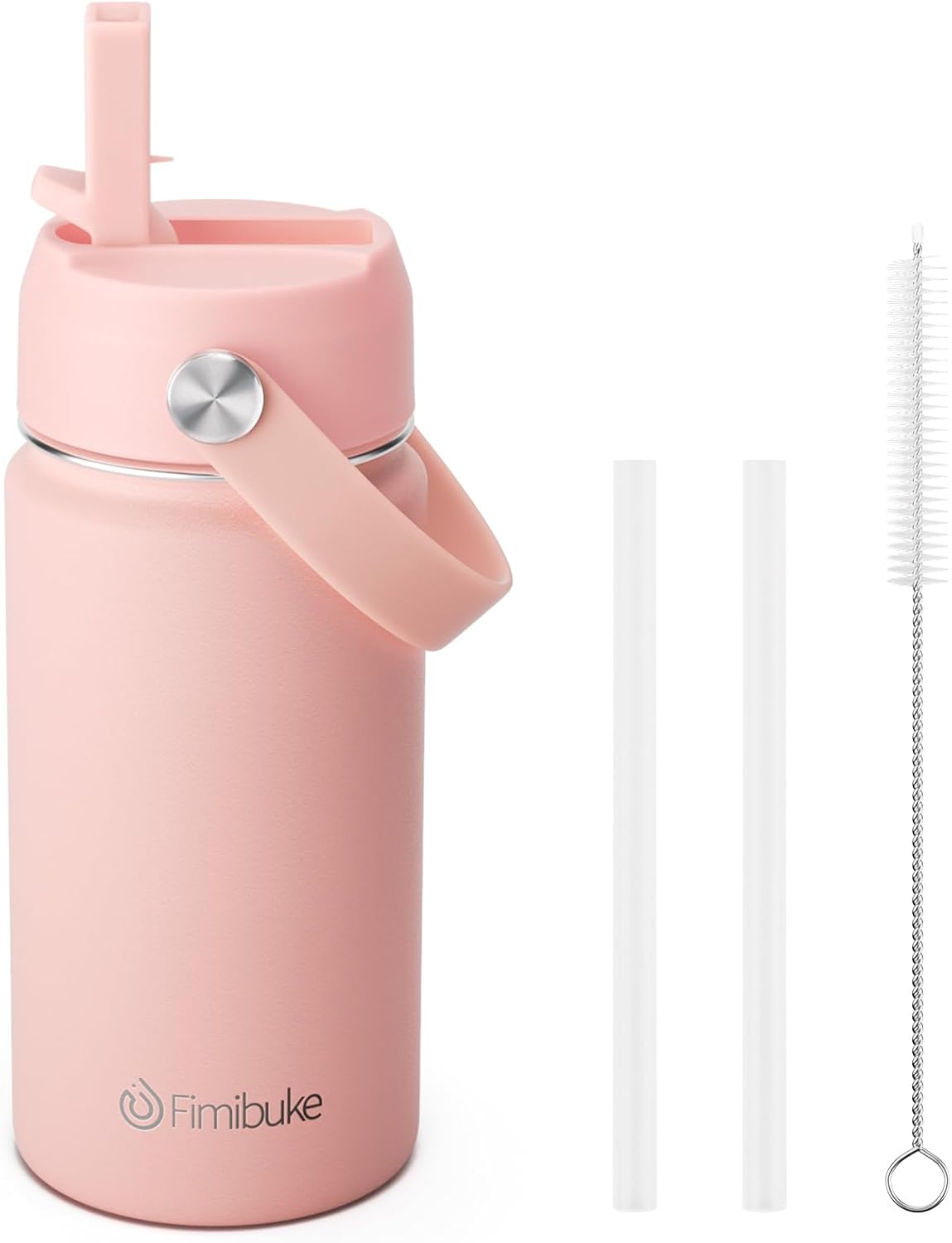 Fimibuke Kids 14oz Insulated Water Bottle, Stainless Steel Leak-Proof Cups with Straw