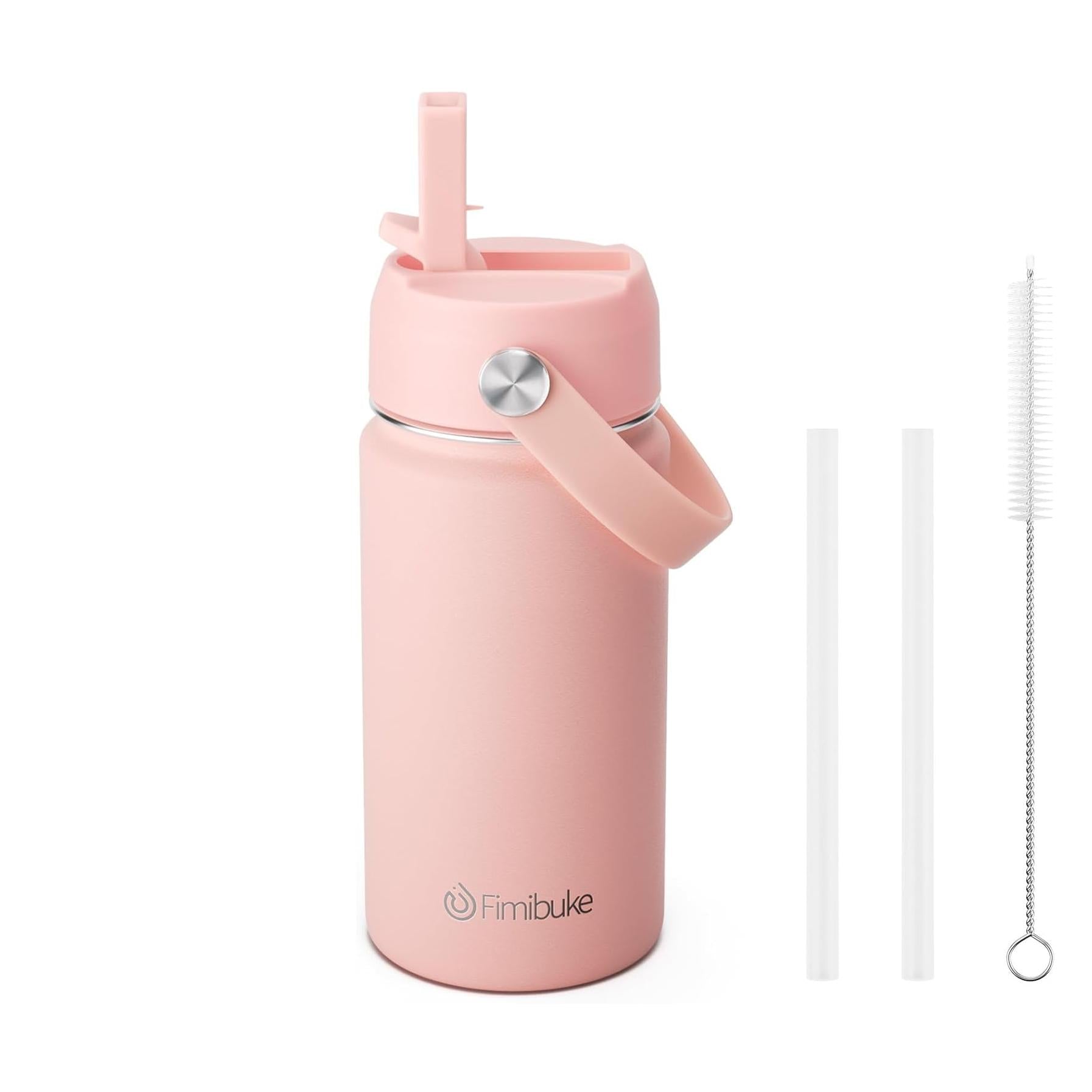 Fimibuke 14oz Kids Insulated Water Bottle with Straw - Slate