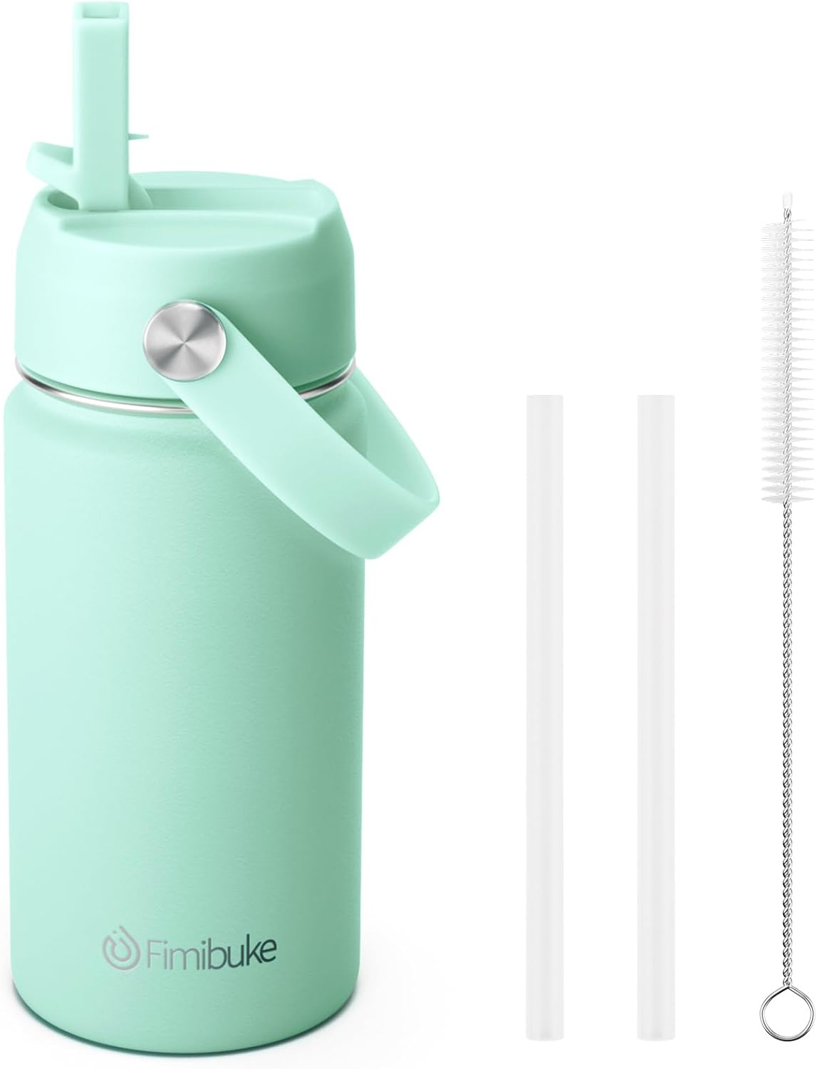 Fimibuke Kids 14oz Insulated Water Bottle, Stainless Steel Leak-Proof Cups with Straw