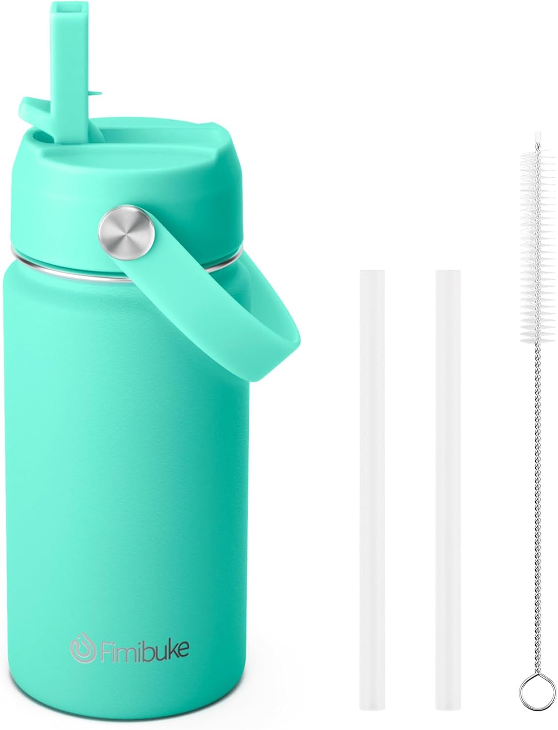 Fimibuke Kids 14oz Insulated Water Bottle, Stainless Steel Leak-Proof Cups with Straw