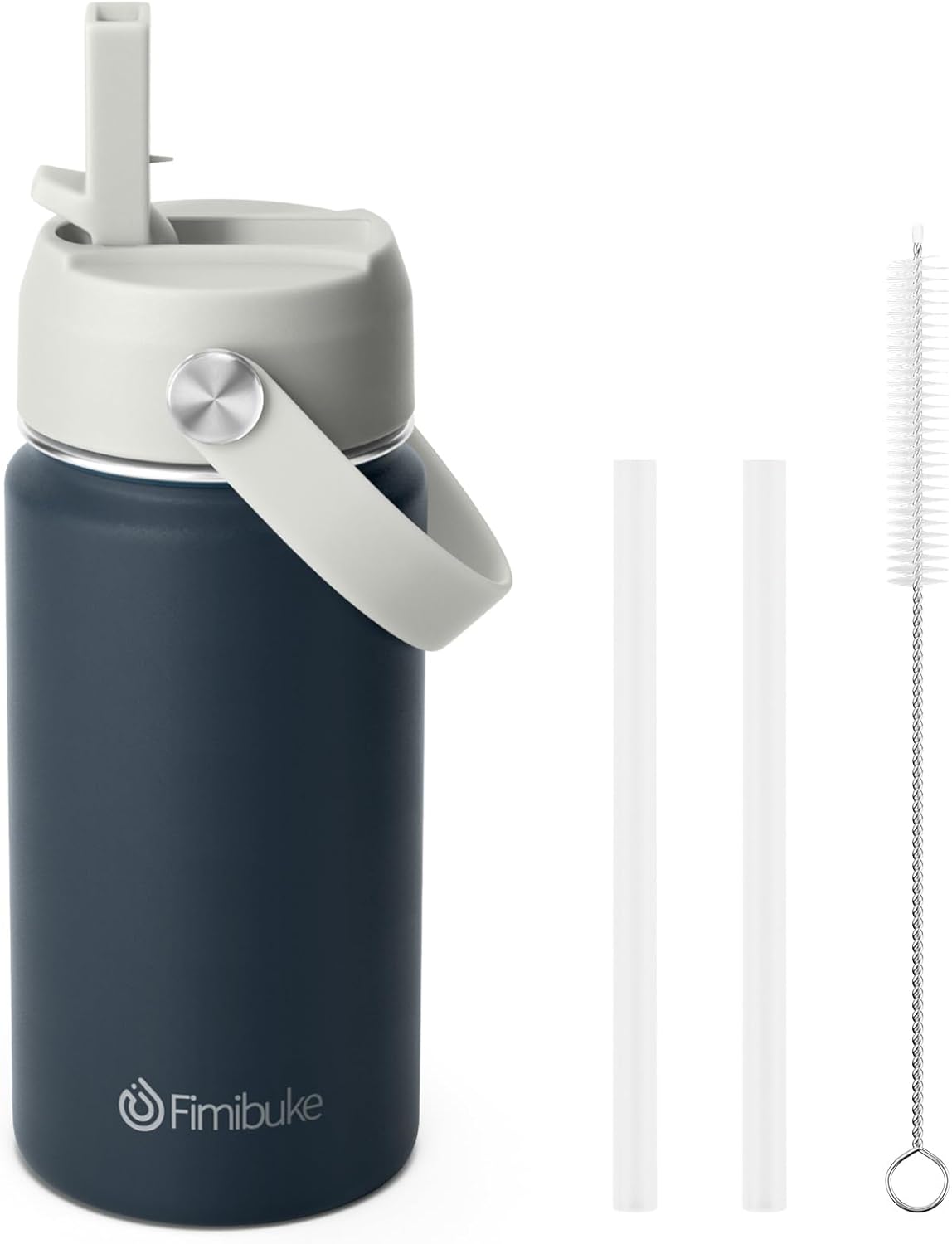 Fimibuke Kids 14oz Insulated Water Bottle, Stainless Steel Leak-Proof Cups with Straw