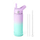 Fimibuke 18oz Kids Insulated Water Bottle with Straw - Trucks & Green Dinosaur