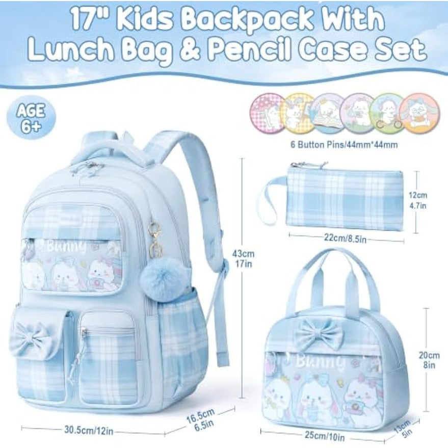 Fimibuke Girls 9-Piece Backpack Set with Lunch Bag & Pencil Case