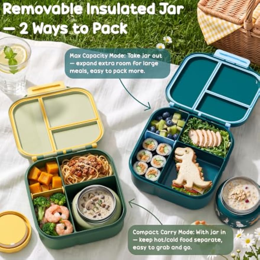 Fimibuke 60oz Bento Lunch Box Set with 8.5oz Insulated Food Jar