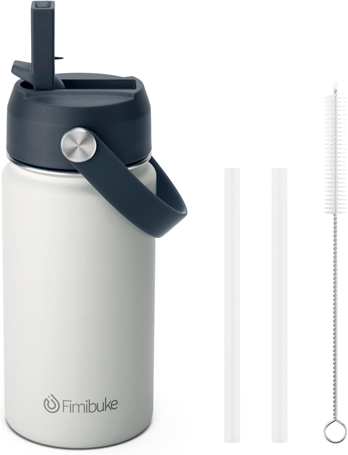 Fimibuke Kids 14oz Insulated Water Bottle, Stainless Steel Leak-Proof Cups with Straw