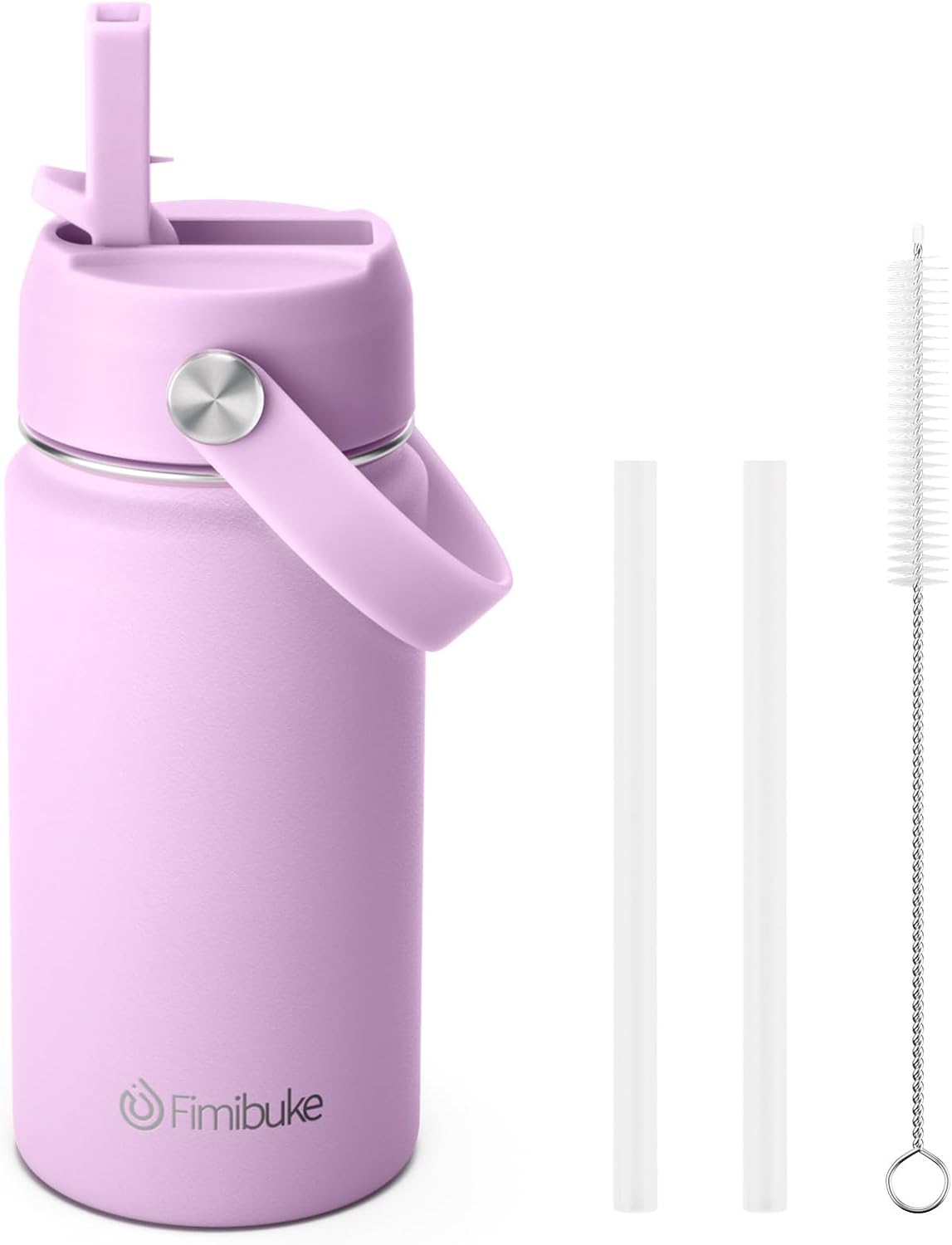 Fimibuke Kids 14oz Insulated Water Bottle, Stainless Steel Leak-Proof Cups with Straw