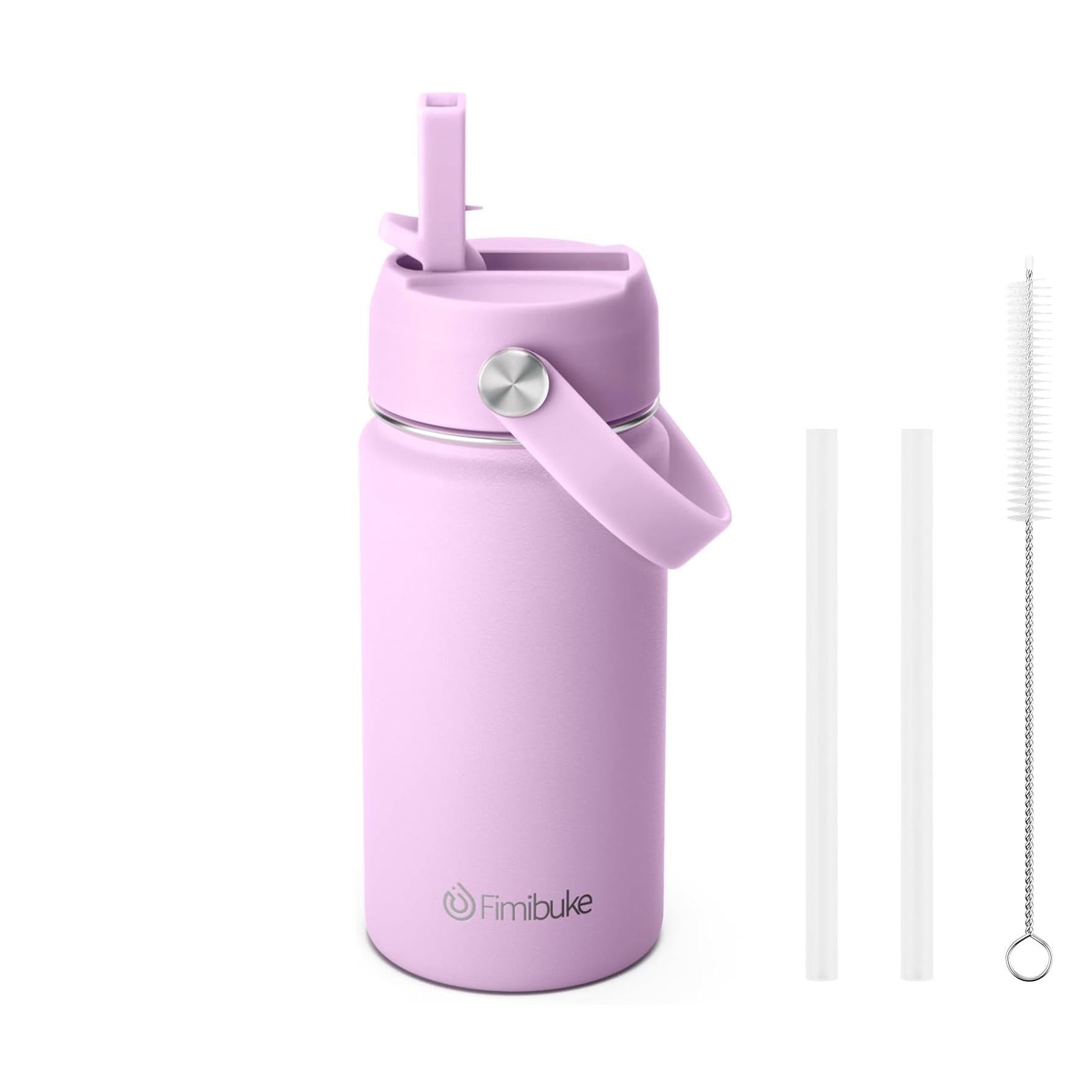 Fimibuke 14oz Kids Insulated Water Bottle with Straw - Cotton Candy