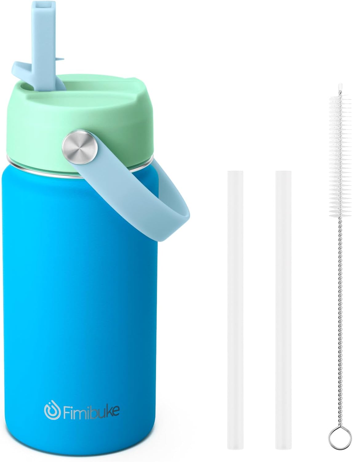 Fimibuke Kids 14oz Insulated Water Bottle, Stainless Steel Leak-Proof Cups with Straw