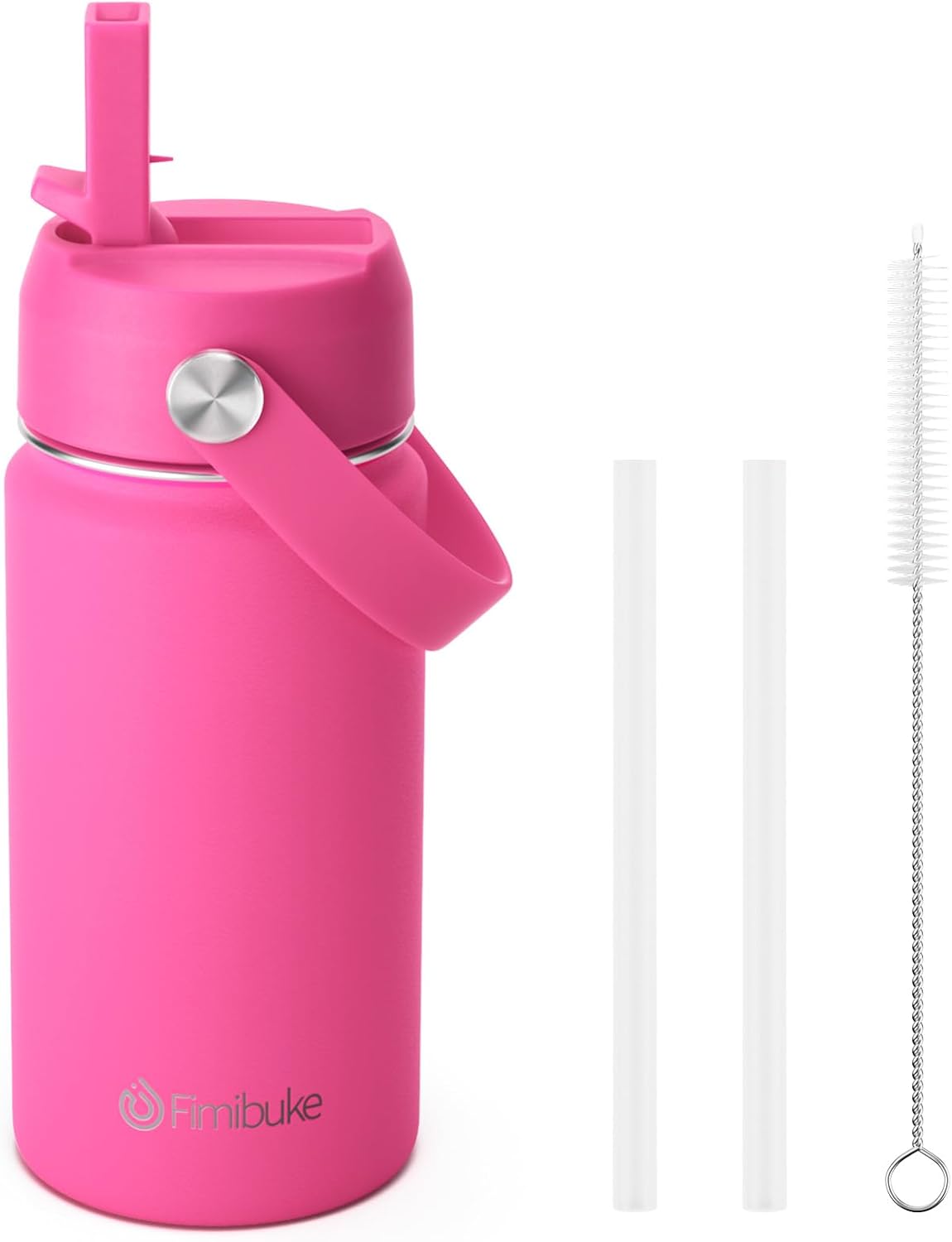 Fimibuke Kids 14oz Insulated Water Bottle, Stainless Steel Leak-Proof Cups with Straw