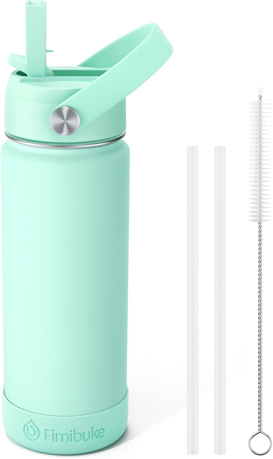 Fimibuke Kids 18oz Insulated Water Bottle, Stainless Steel Leak-Proof Cup with Straw