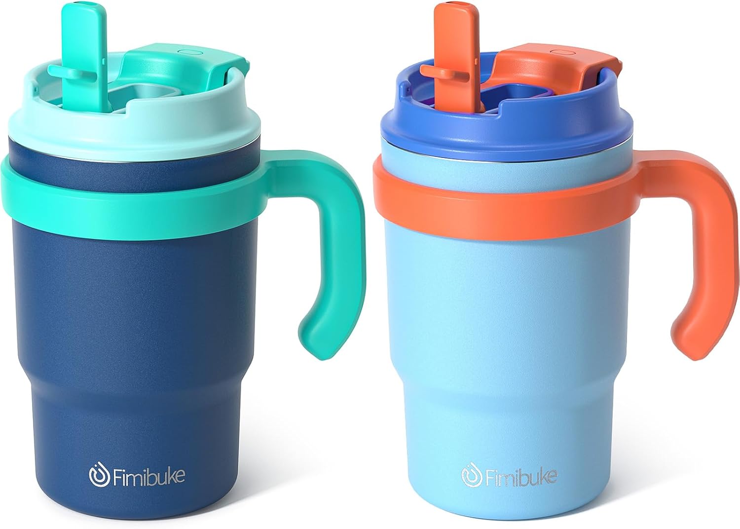 Fimibuke Kids 16oz Insulated Tumbler with Handle & Straw, Leak-Proof Stainless Steel Cup