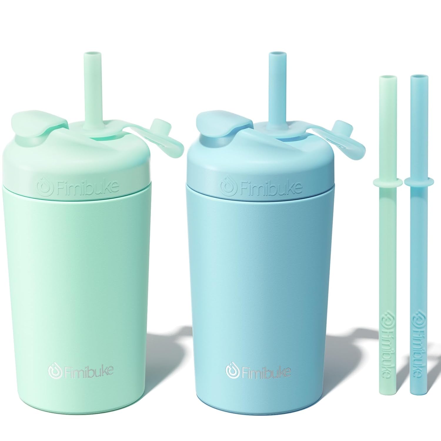 Fimibuke Kids & Toddler 10oz Spill-Proof Stainless Steel Cups with Straw