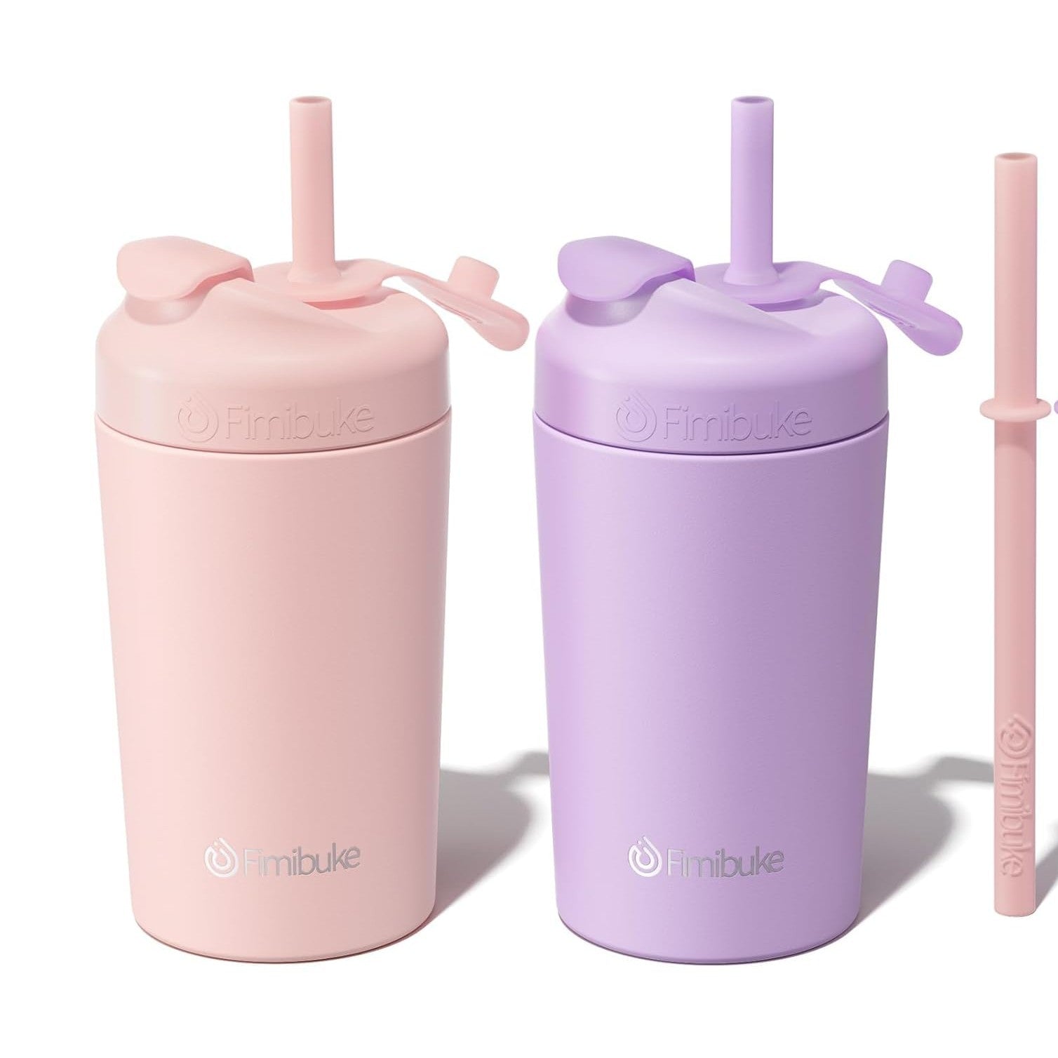 Fimibuke 10oz Spill-Proof Toddler Cups with Straw, 1- to 4-Pack - Blush