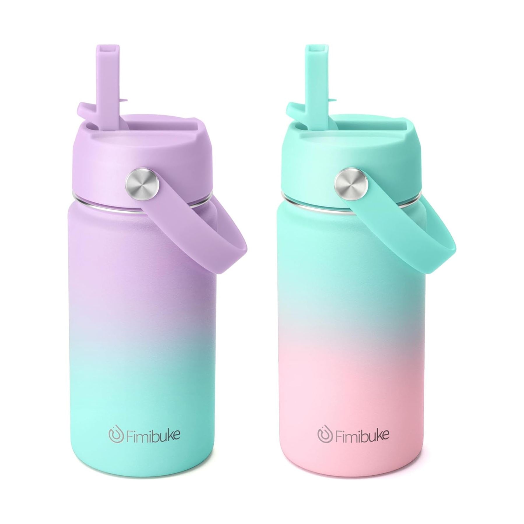 Fimibuke 14oz Kids Insulated Water Bottle with Straw - Ocean Life