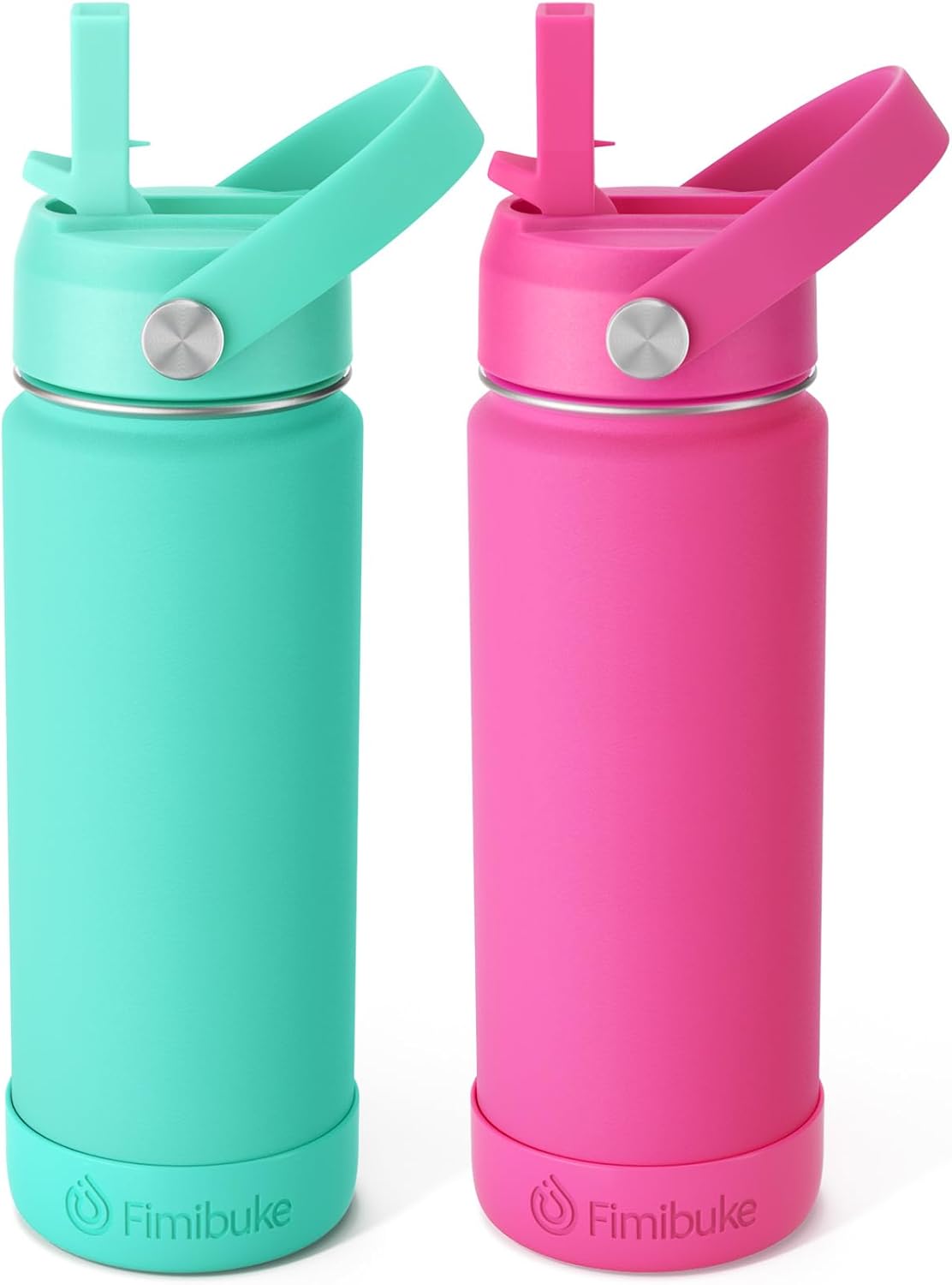 Fimibuke Kids 18oz Insulated Water Bottle, Stainless Steel Leak-Proof Cup with Straw