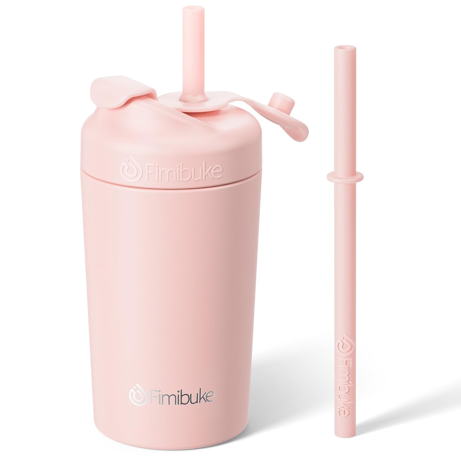 Fimibuke Kids & Toddler 10oz Spill-Proof Stainless Steel Cups with Straw