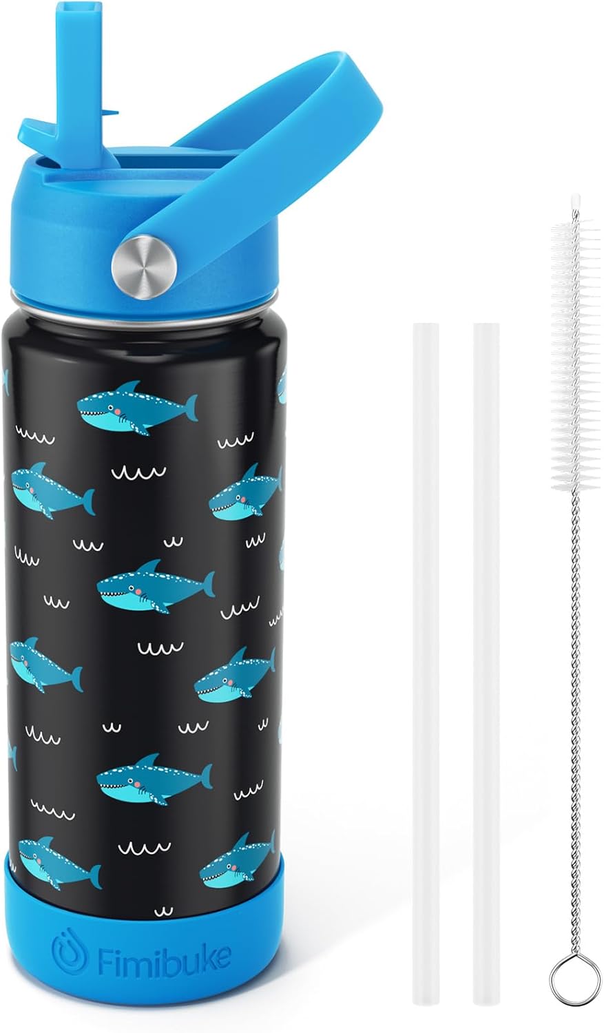 Fimibuke Kids 18oz Insulated Water Bottle, Stainless Steel Leak-Proof Cup with Straw