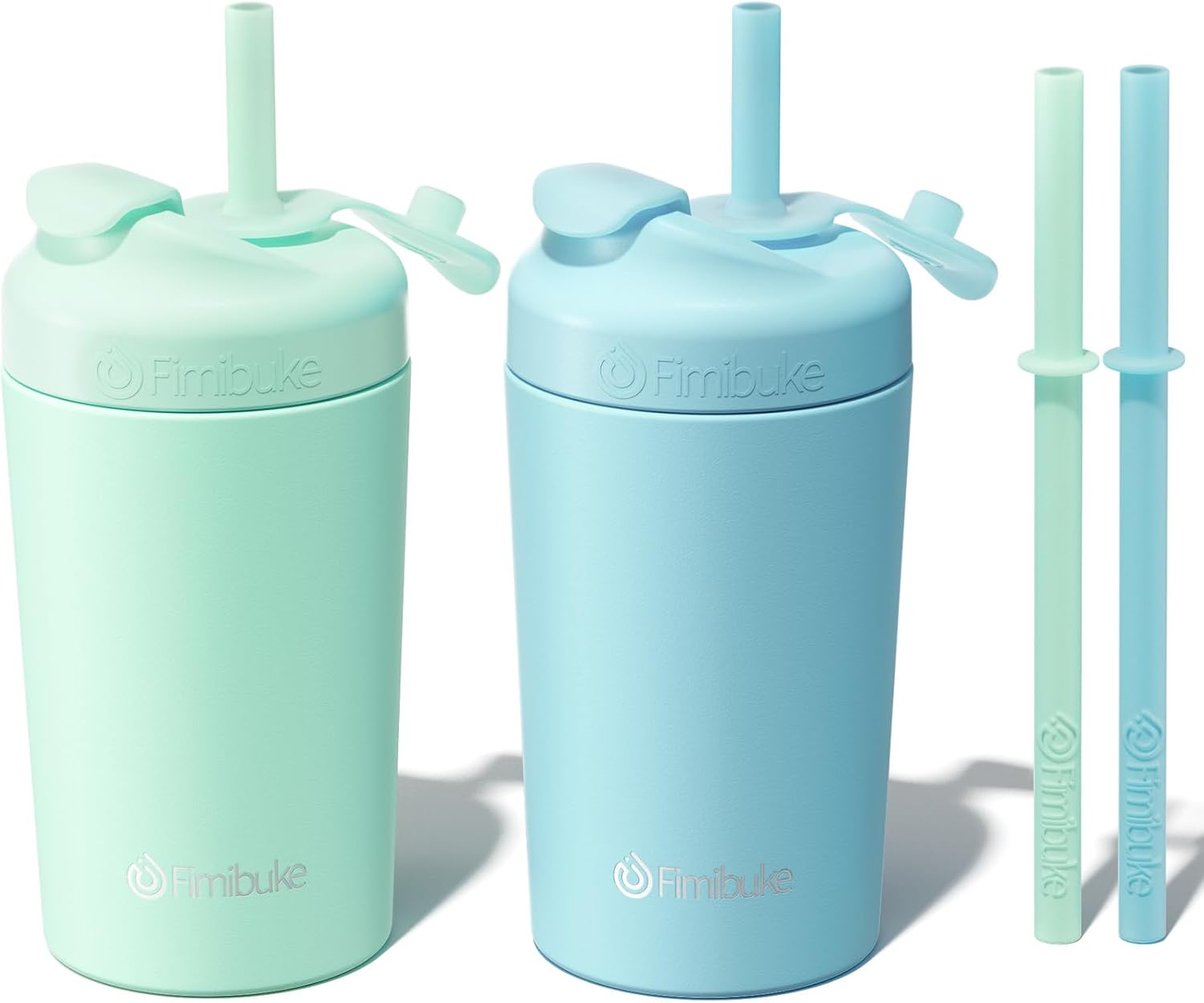 Fimibuke Kids & Toddler 10oz Spill-Proof Stainless Steel Cups with Straw