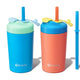 Fimibuke 10oz Insulated Toddler Straw Cups, Spill-Proof 2- or 4-Pack - Coastal