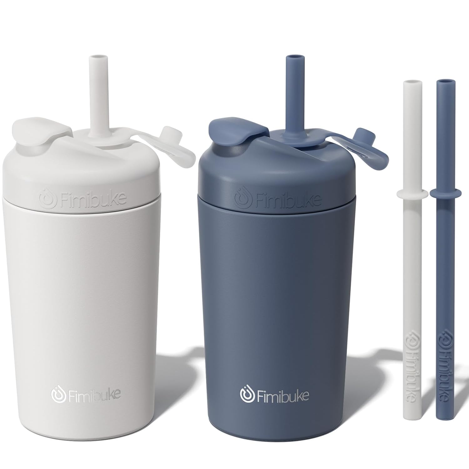 Fimibuke Kids & Toddler 10oz Spill-Proof Stainless Steel Cups with Straw