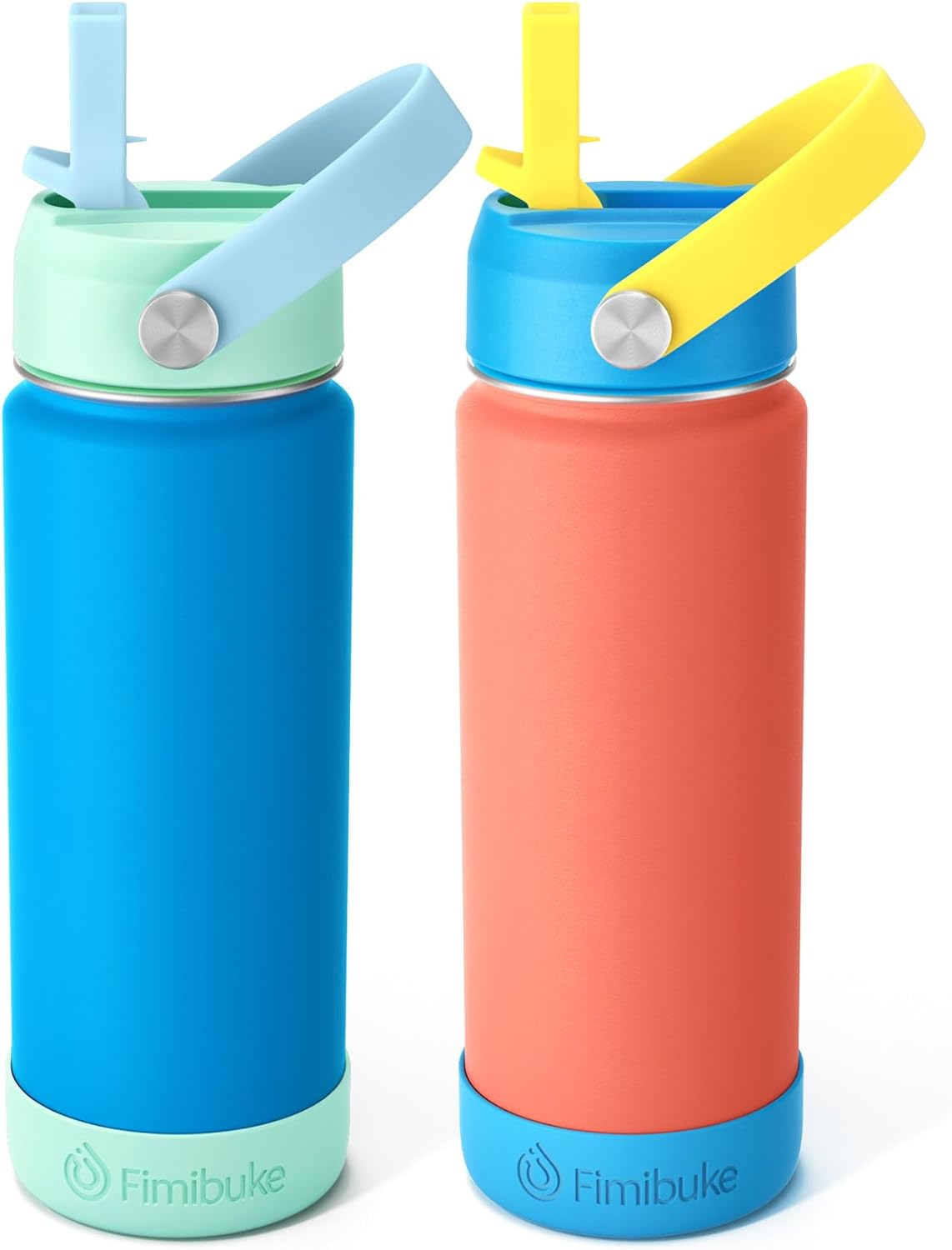 Fimibuke Kids 18oz Insulated Water Bottle, Stainless Steel Leak-Proof Cup with Straw