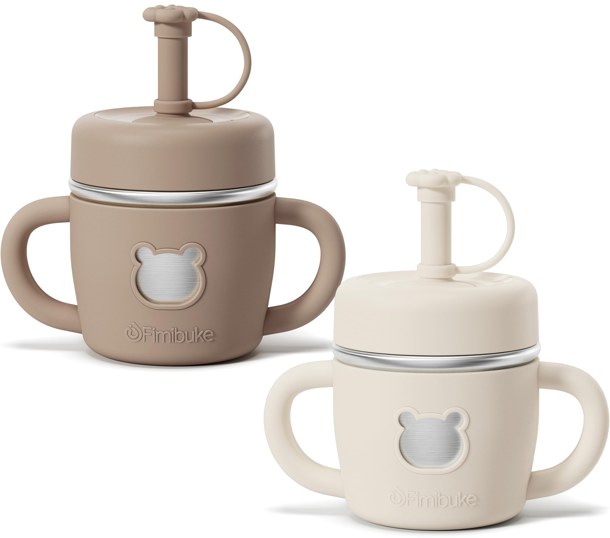 Fimibuke 10oz Stainless Steel Sippy Cups for Toddlers, 2-Pack