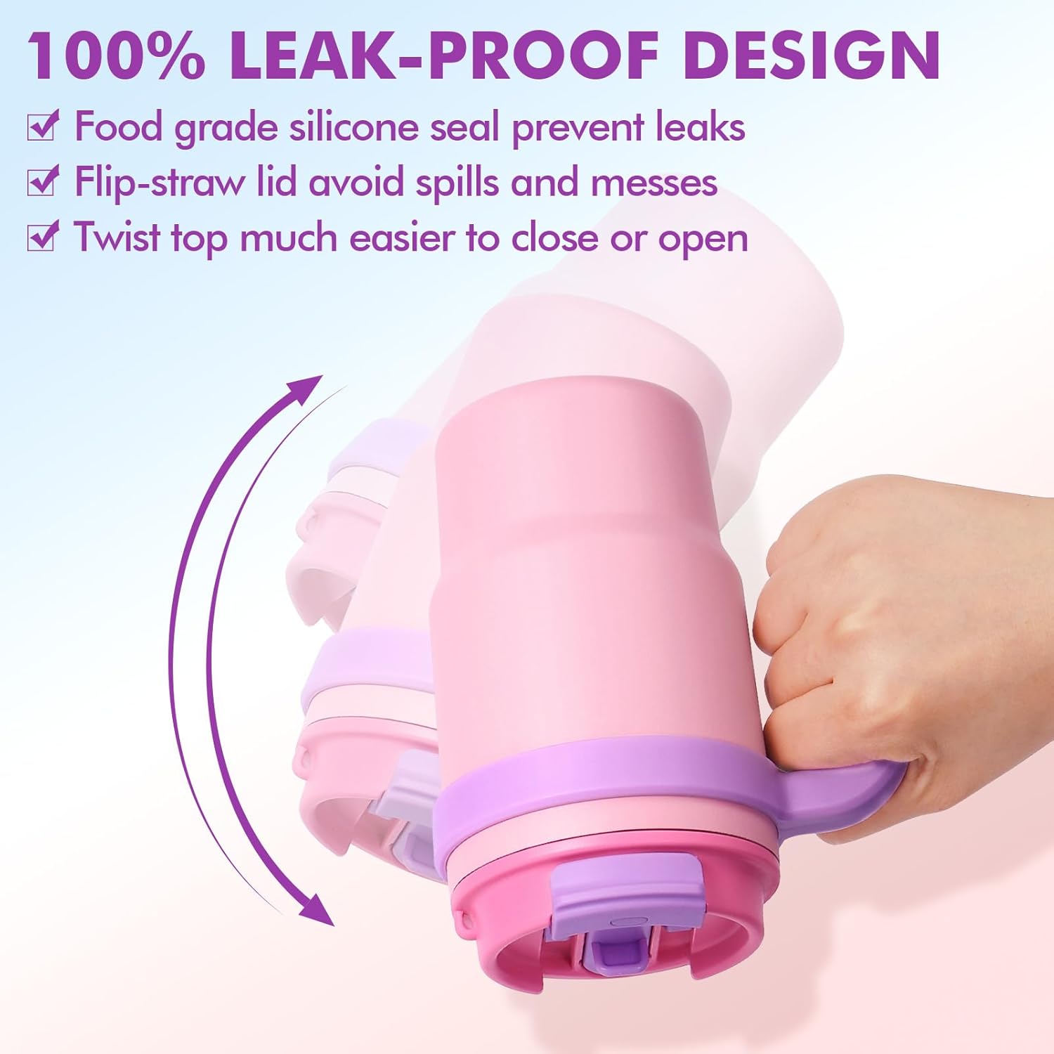 Fimibuke Kids 16oz Insulated Tumbler with Handle & Straw, Leak-Proof Stainless Steel Cup
