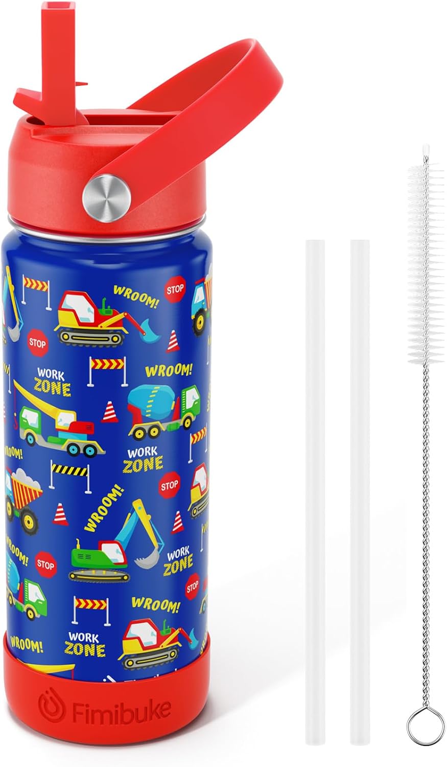 Fimibuke Kids 18oz Insulated Water Bottle, Stainless Steel Leak-Proof Cup with Straw