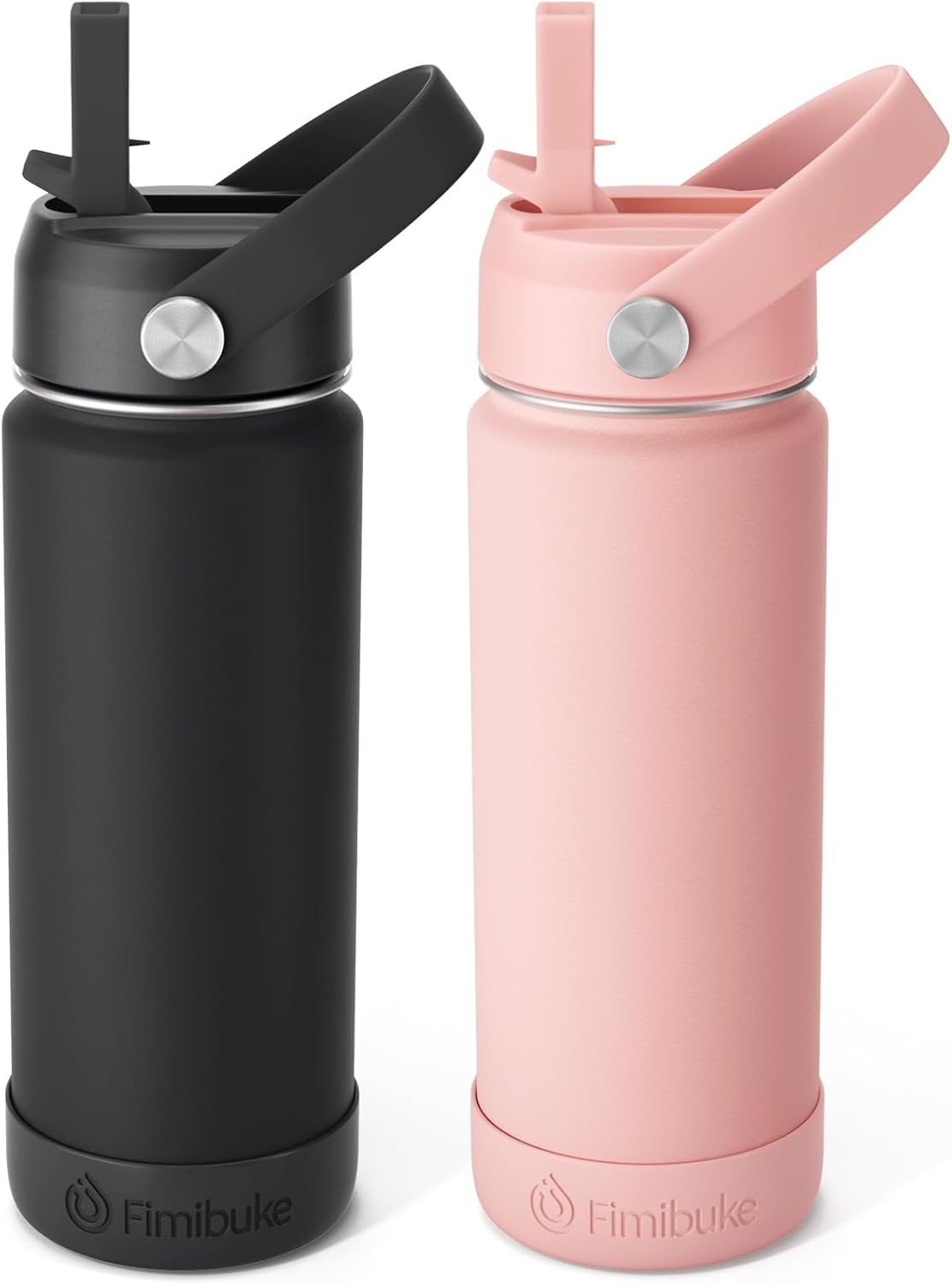 Fimibuke Kids 18oz Insulated Water Bottle, Stainless Steel Leak-Proof Cup with Straw