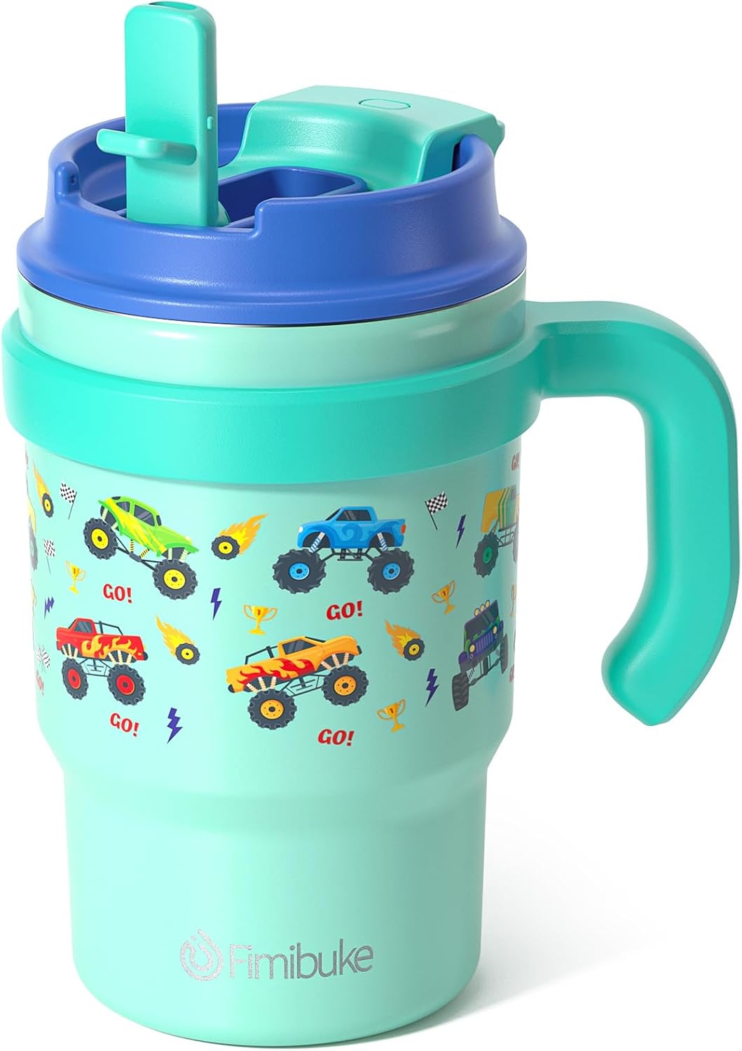 Fimibuke Kids 16oz Insulated Tumbler with Handle & Straw, Leak-Proof Stainless Steel Cup