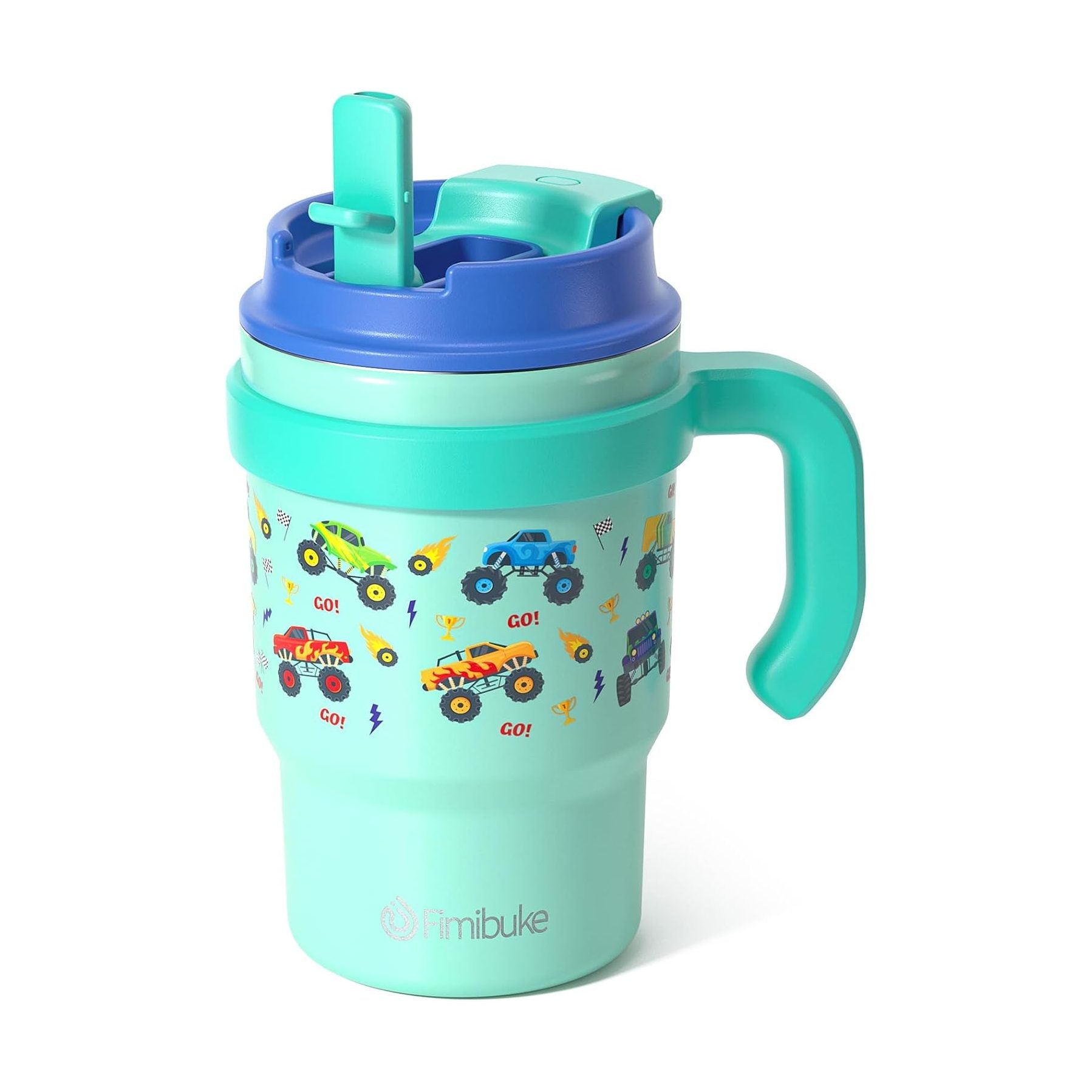 Fimibuke 16oz Kids Insulated Tumbler with Handle & 2-in-1 Lid - Rainbow & Mermaid