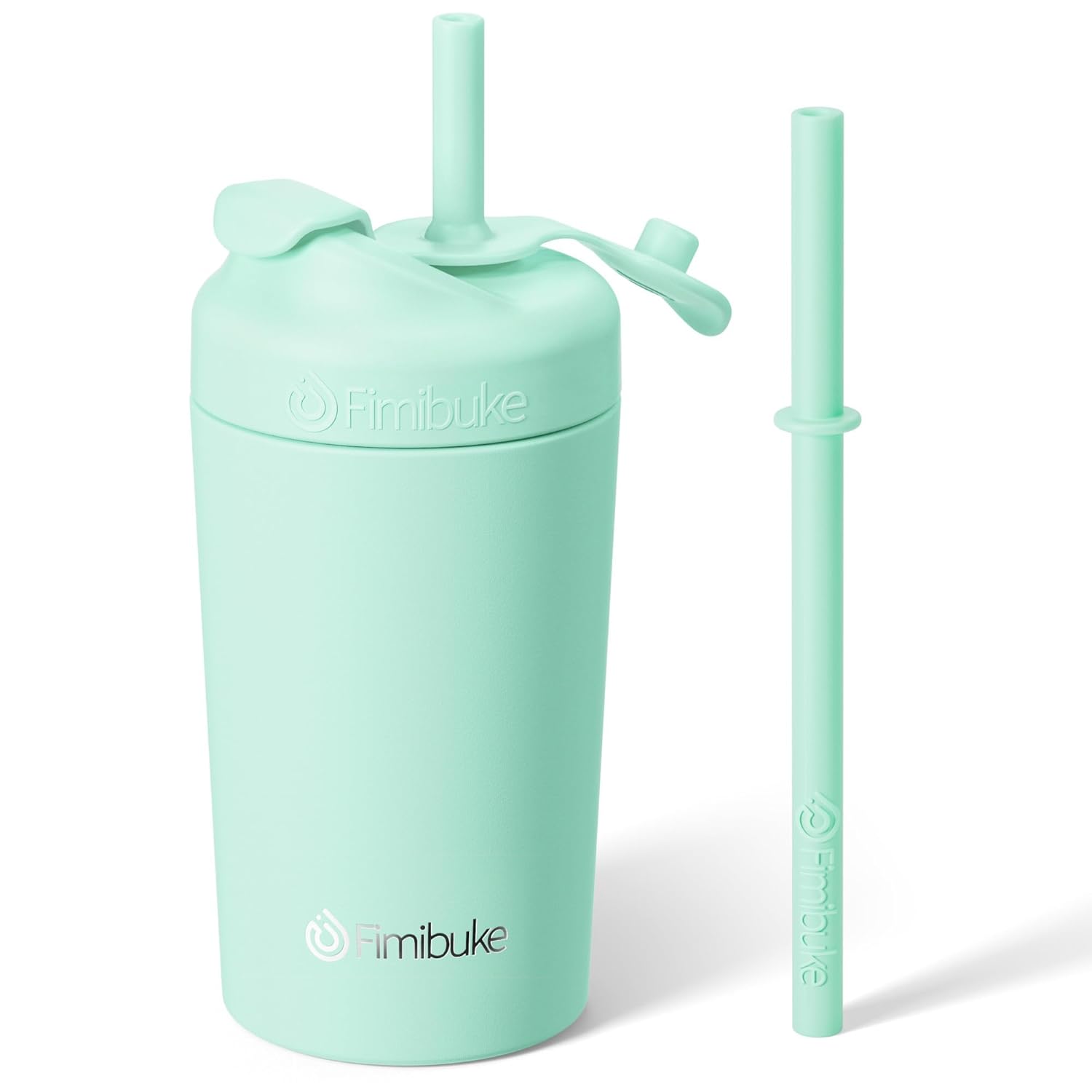 Fimibuke Kids & Toddler 10oz Spill-Proof Stainless Steel Cups with Straw