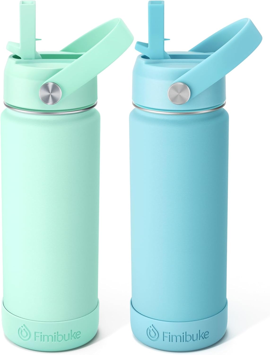 Fimibuke Kids 18oz Insulated Water Bottle, Stainless Steel Leak-Proof Cup with Straw