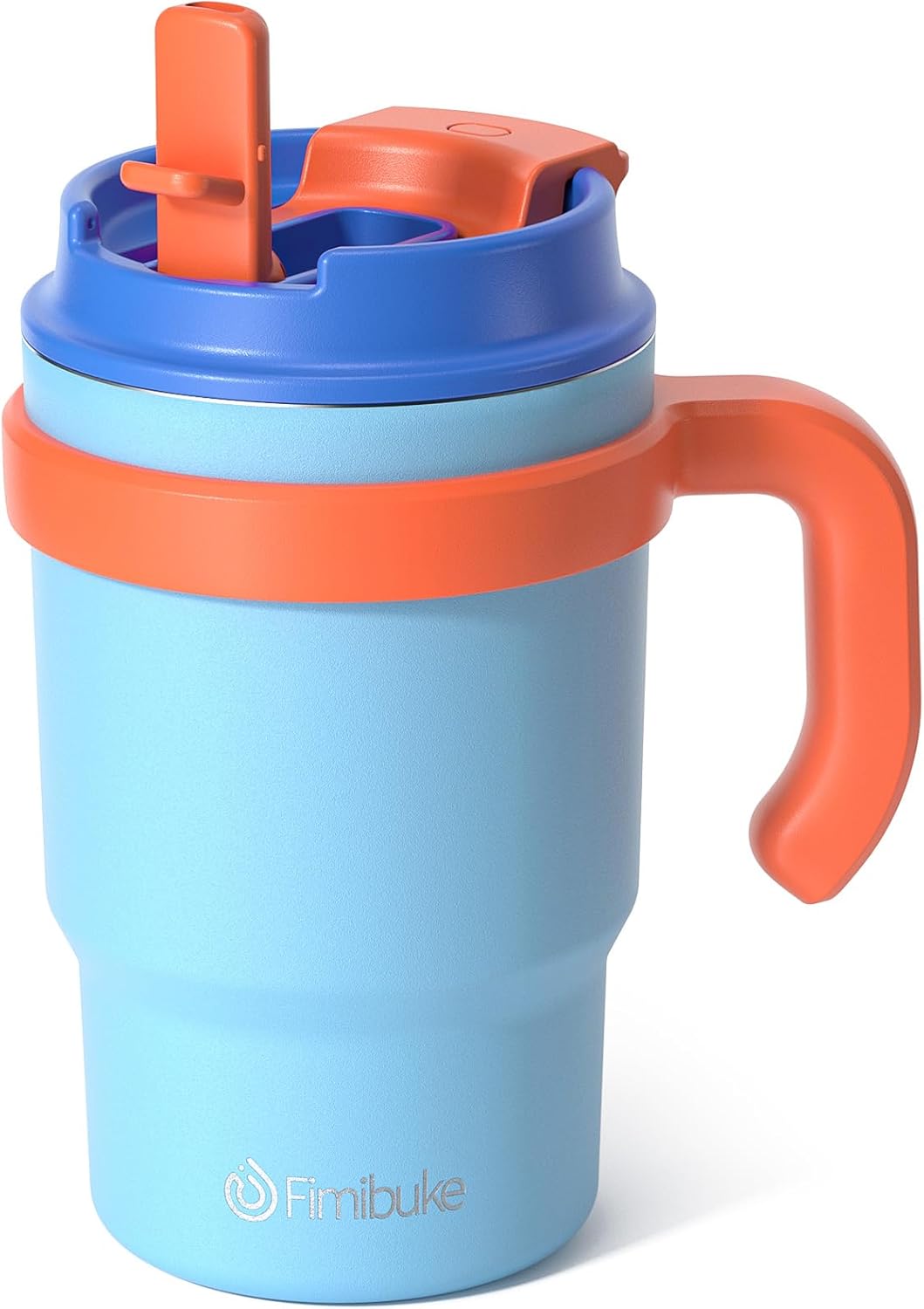 Fimibuke Kids 16oz Insulated Tumbler with Handle & Straw, Leak-Proof Stainless Steel Cup