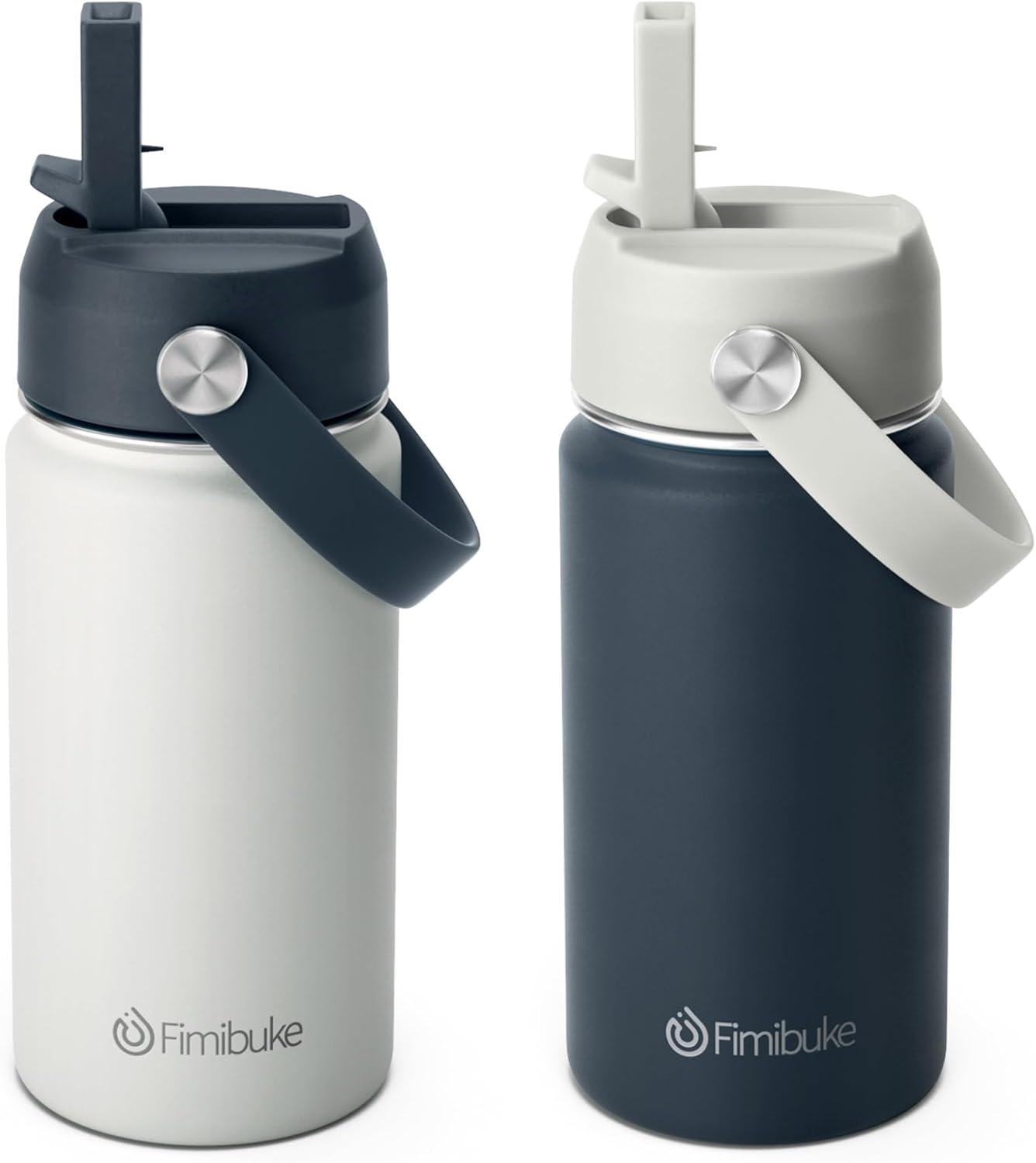 Fimibuke Kids 14oz Insulated Water Bottle, Stainless Steel Leak-Proof Cups with Straw