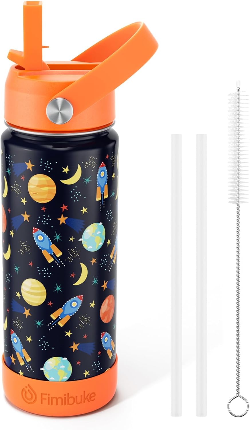 Fimibuke Kids 18oz Insulated Water Bottle, Stainless Steel Leak-Proof Cup with Straw