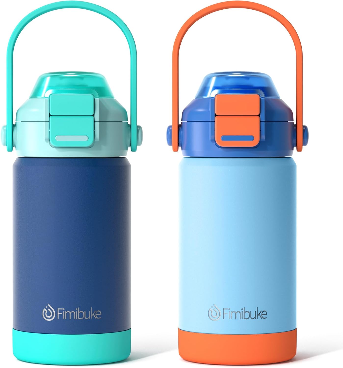 Fimibuke Kids 14oz Insulated Water Bottle with Pop-Open Straw & Spout, Leak-Proof Stainless Steel