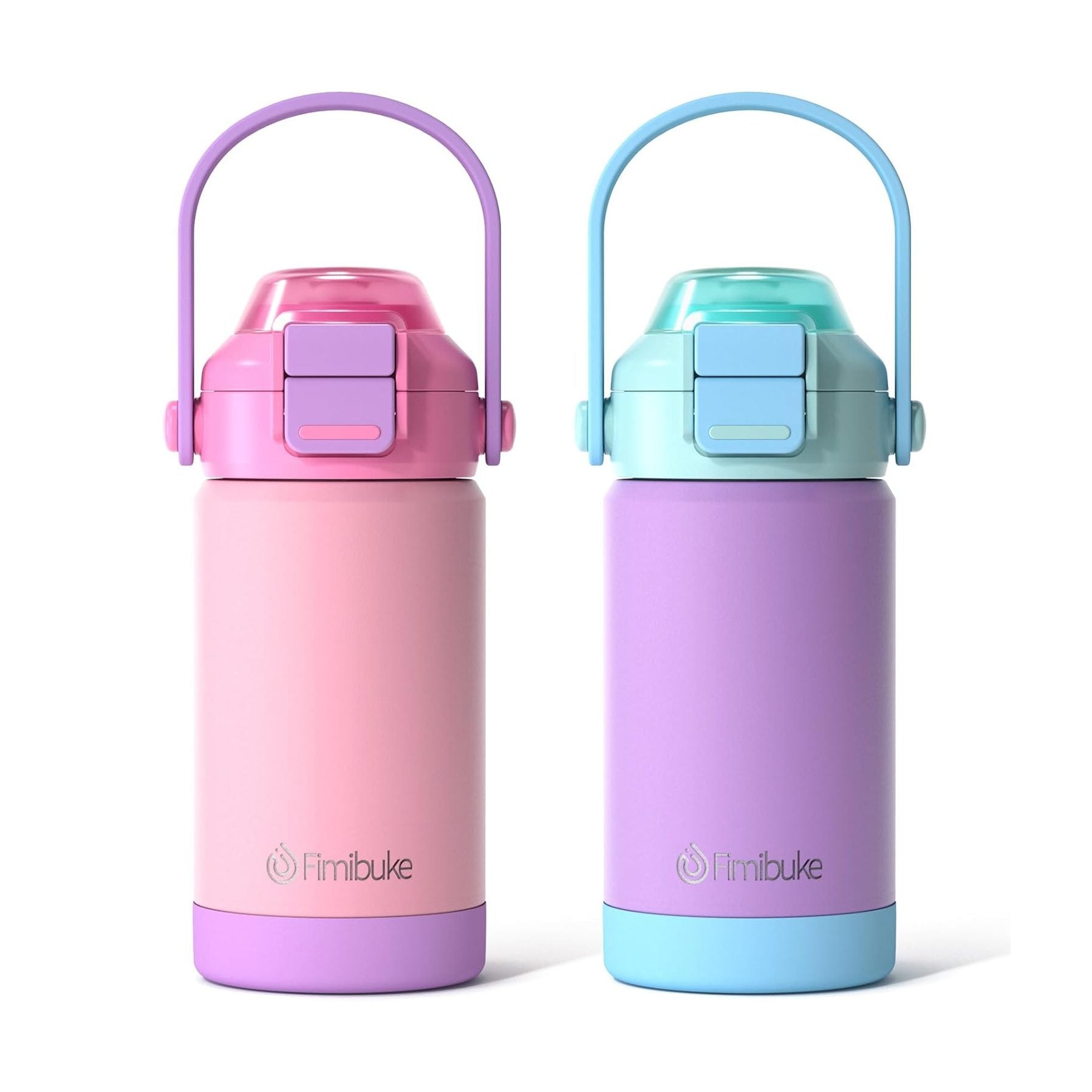 Fimibuke Kids Insulated Water Bottle with 2-in-1 Straw & Spout Lid - Macaron