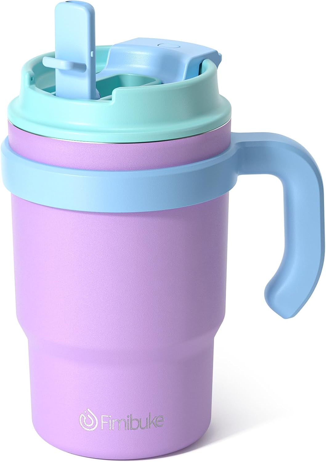 Fimibuke Kids 16oz Insulated Tumbler with Handle & Straw, Leak-Proof Stainless Steel Cup