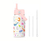 Fimibuke 14oz Kids Insulated Water Bottle with Straw - Black