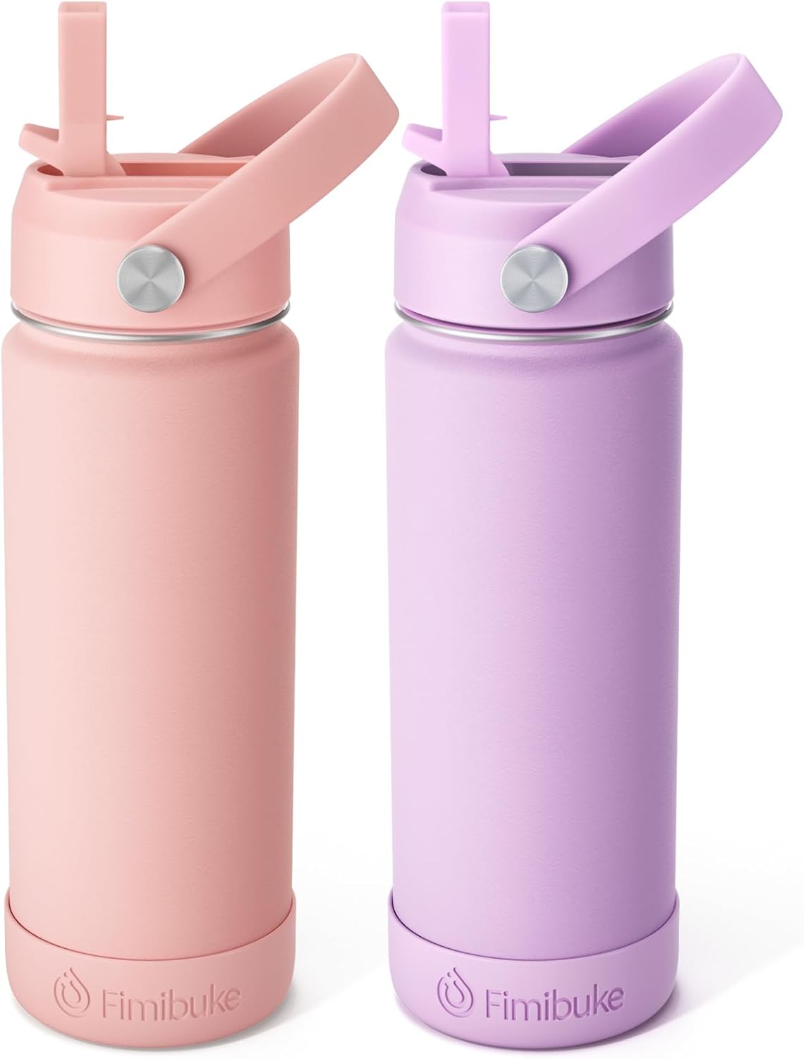 Fimibuke Kids 18oz Insulated Water Bottle, Stainless Steel Leak-Proof Cup with Straw