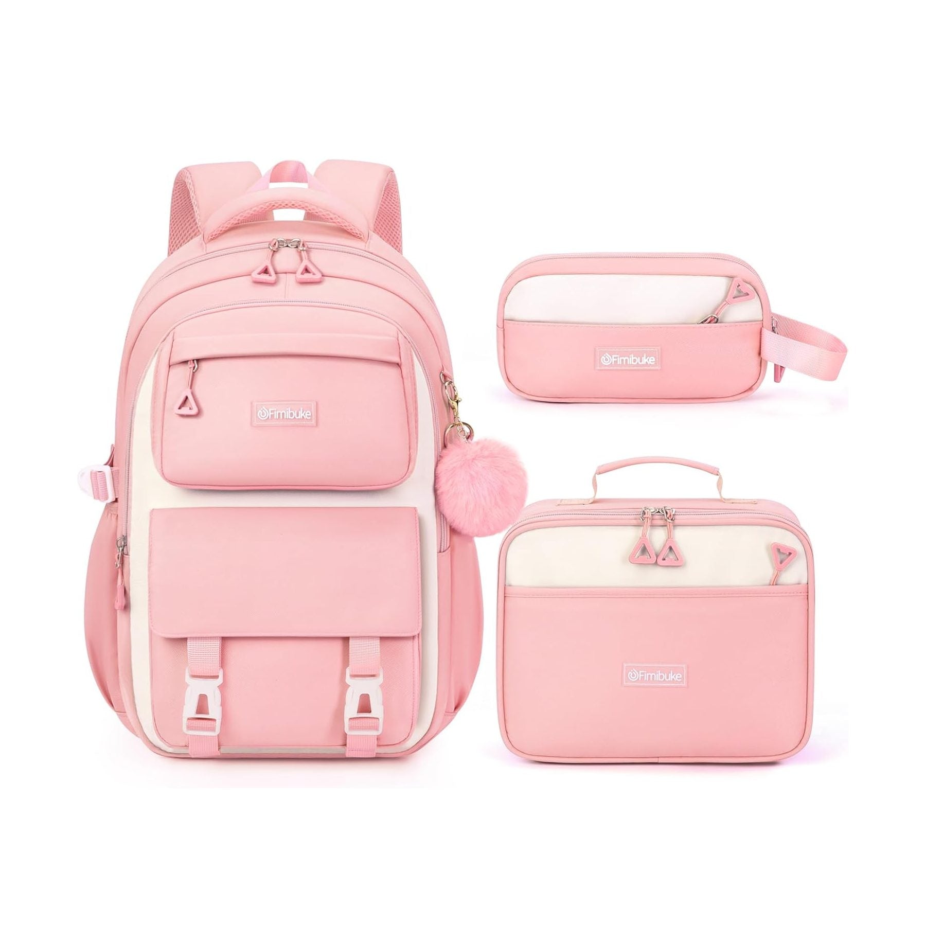 Fimibuke Girls 3-Piece Colorblock Backpack Set, Age 6+