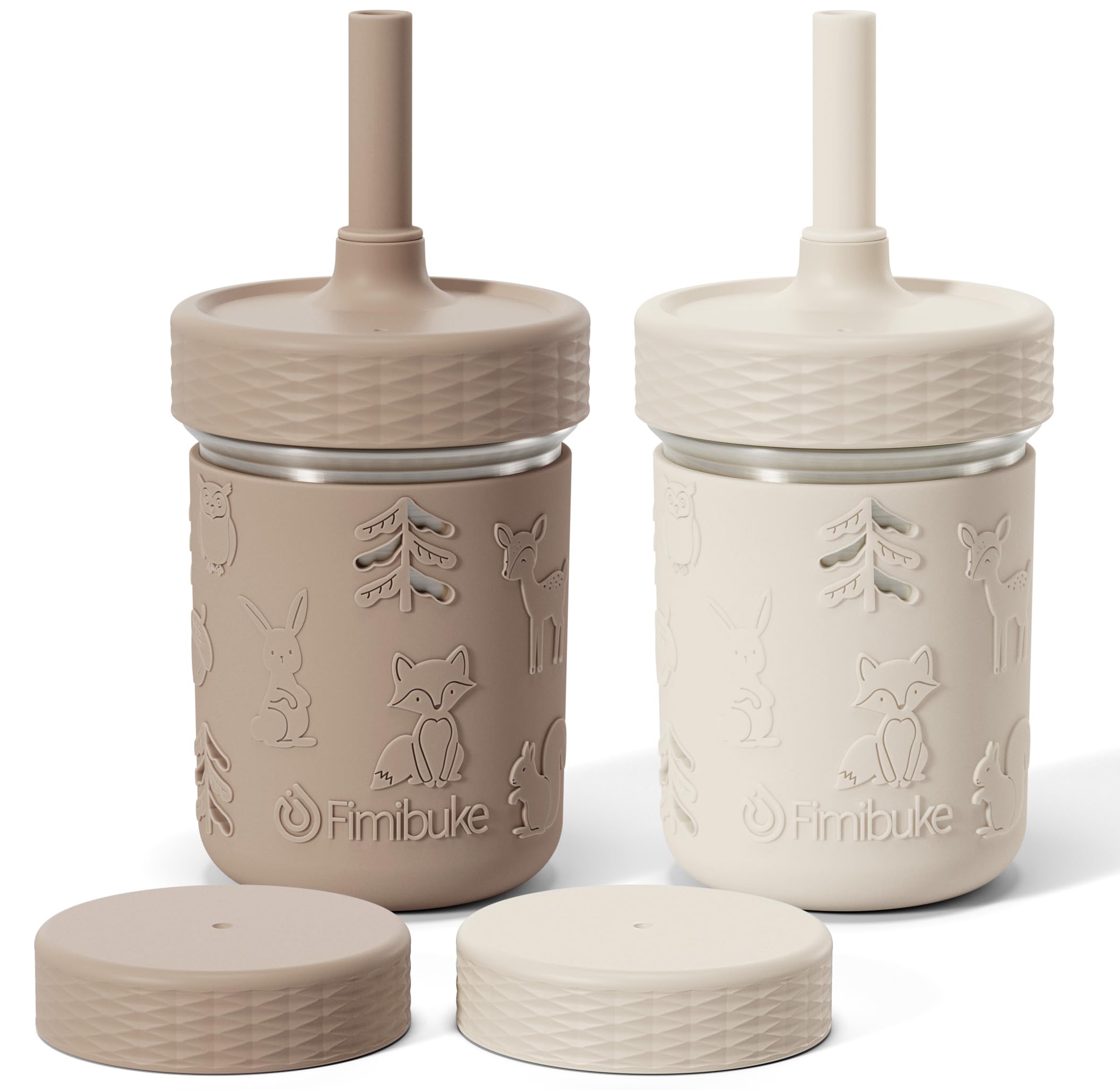 Fimibuke 3-in-1 Stainless Steel Sippy Cup with Straw & Snack Lid