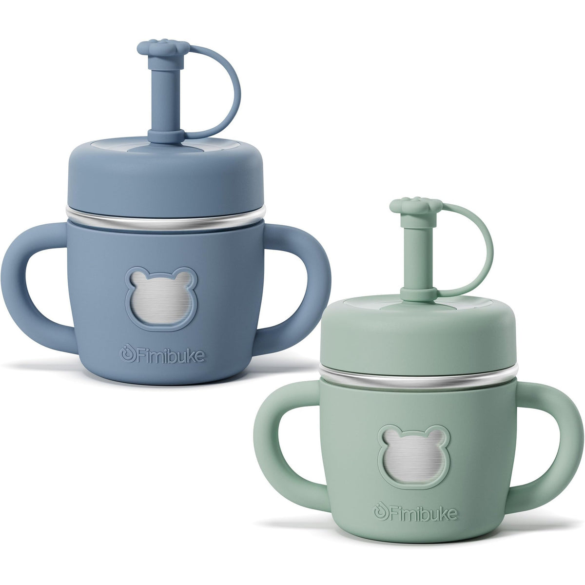 Fimibuke 10oz Stainless Steel Sippy Cups for Toddlers, 2-Pack