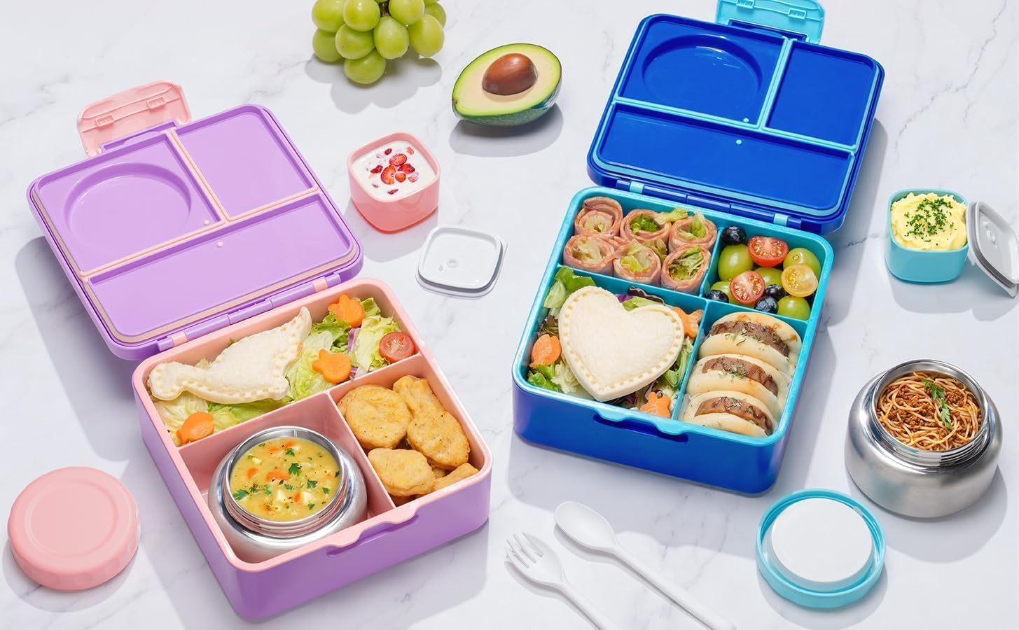 Fimibuke 60oz Bento Box with 8oz Thermos, Leak-Proof Lunch Container for Kids & Adults
