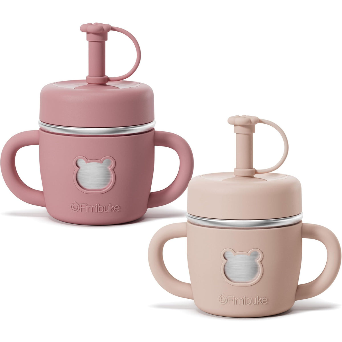 Fimibuke 10oz Stainless Steel Sippy Cups for Toddlers, 2-Pack