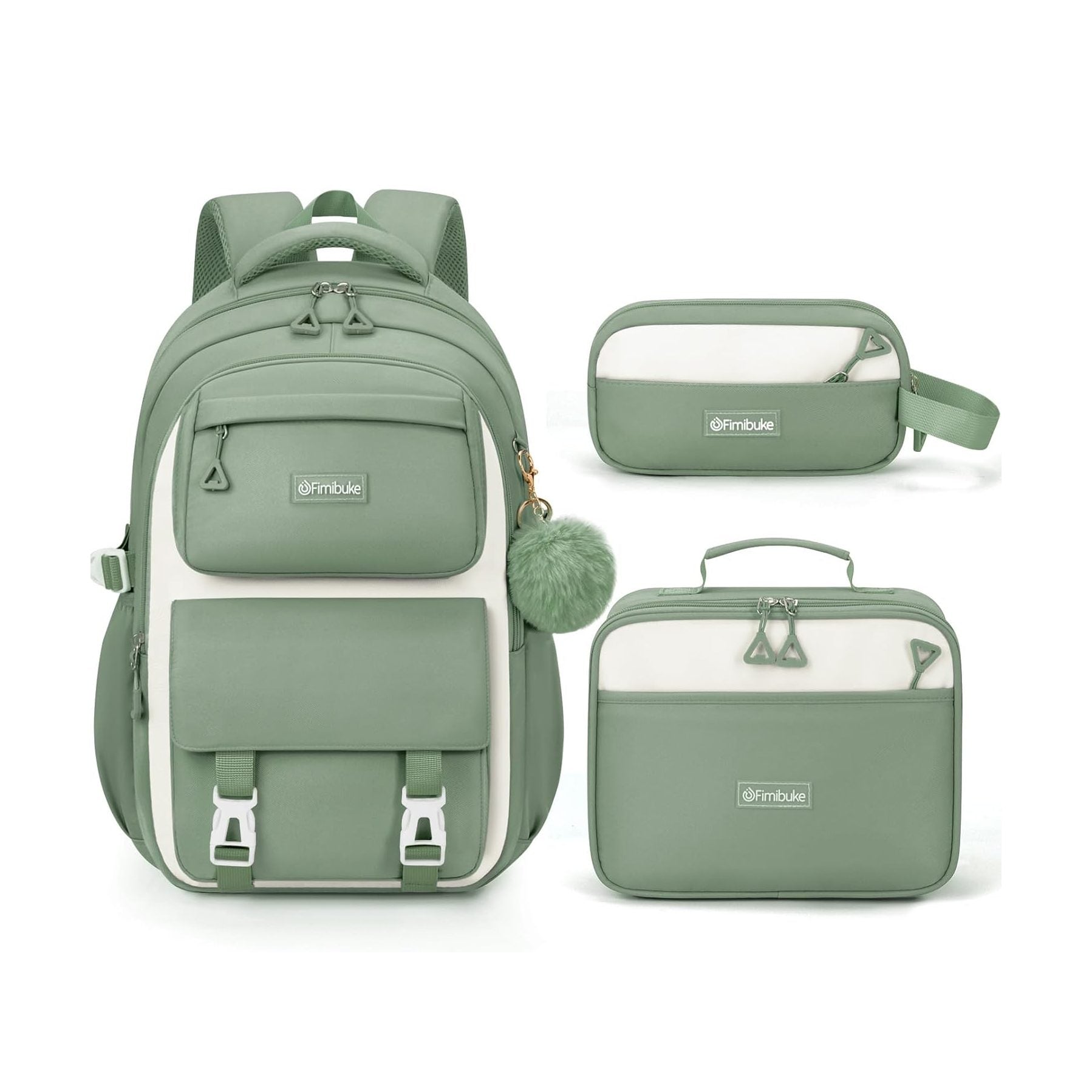 Fimibuke Girls 3-Piece Colorblock Backpack Set, Age 6+