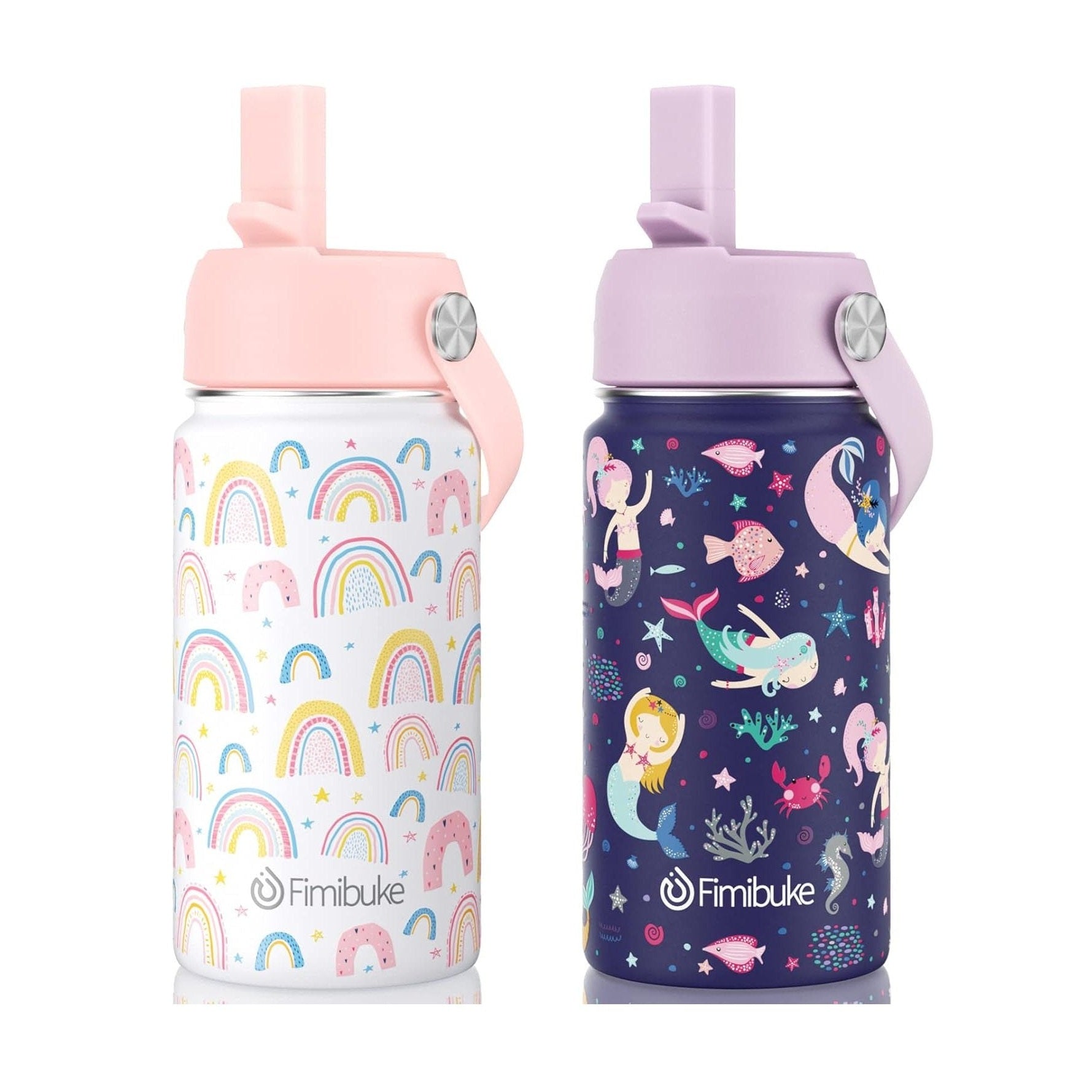 Fimibuke 14oz Kids Insulated Water Bottle with Straw